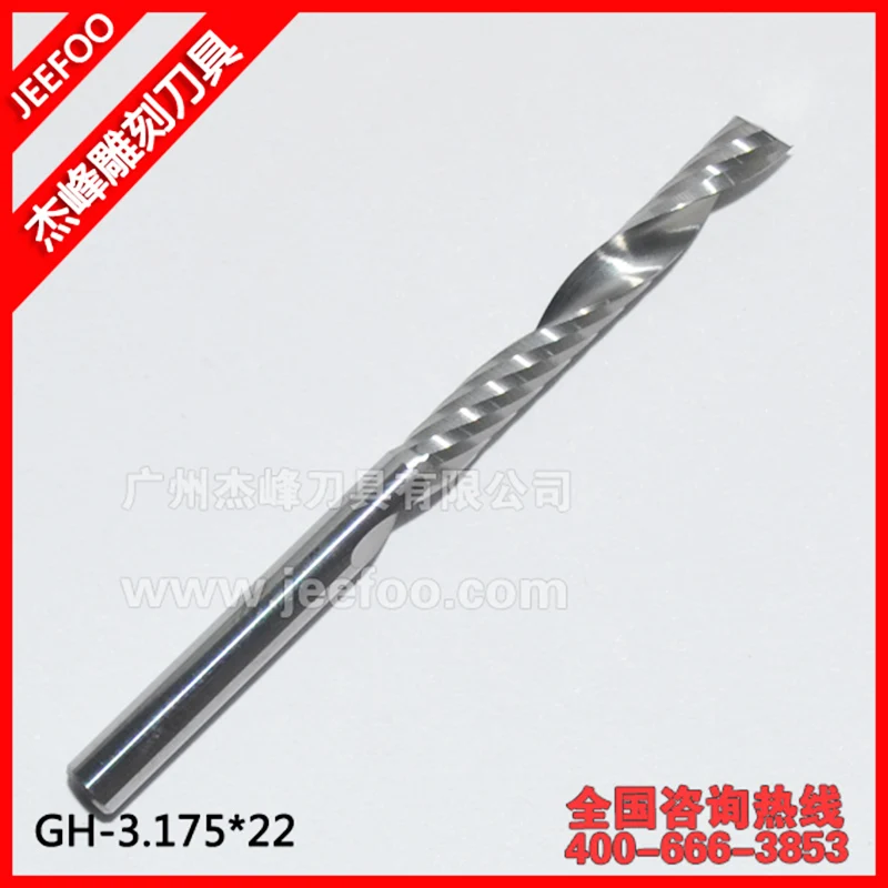 3.175*22mm Single Flute End Milling Cutters, Tungsten Steel Solid Carbide Router Bits Set for Smooth Cutting Wood