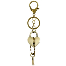 Bronze Plated Key&Lock Style Couple Keychain Bag Keyfobs Llaveros Charm Car Key Chain Holder Novelty Jewelry Lovers Gift FY067