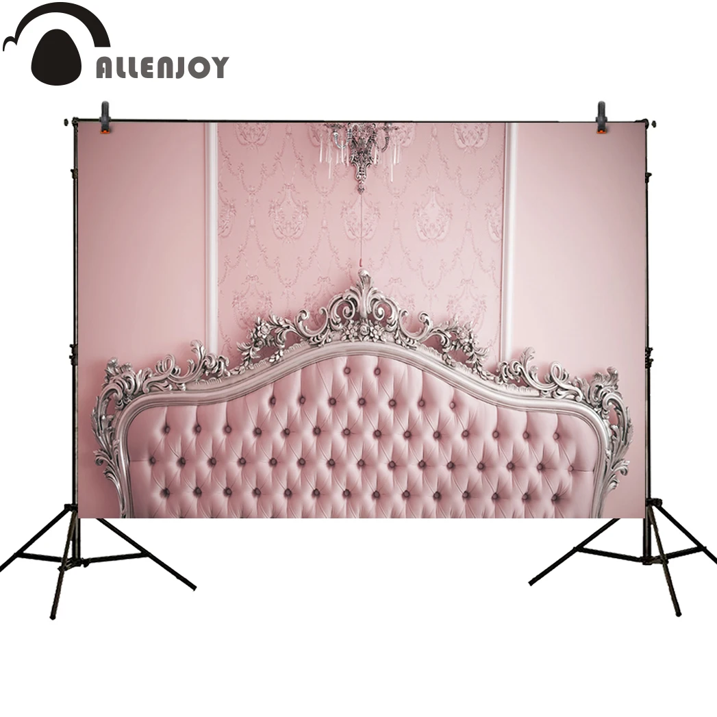 Allenjoy photography backdrop pink headboard vintage sliver damask new professional background photobooth original design