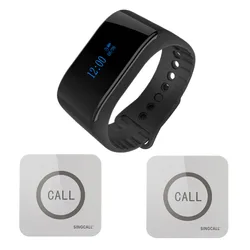 SINGCALL Wireless Nurse Calling System Watch Wireless Calling Receiver Waiter Caller 1 Smart Watch with 2 Touchable Pagers