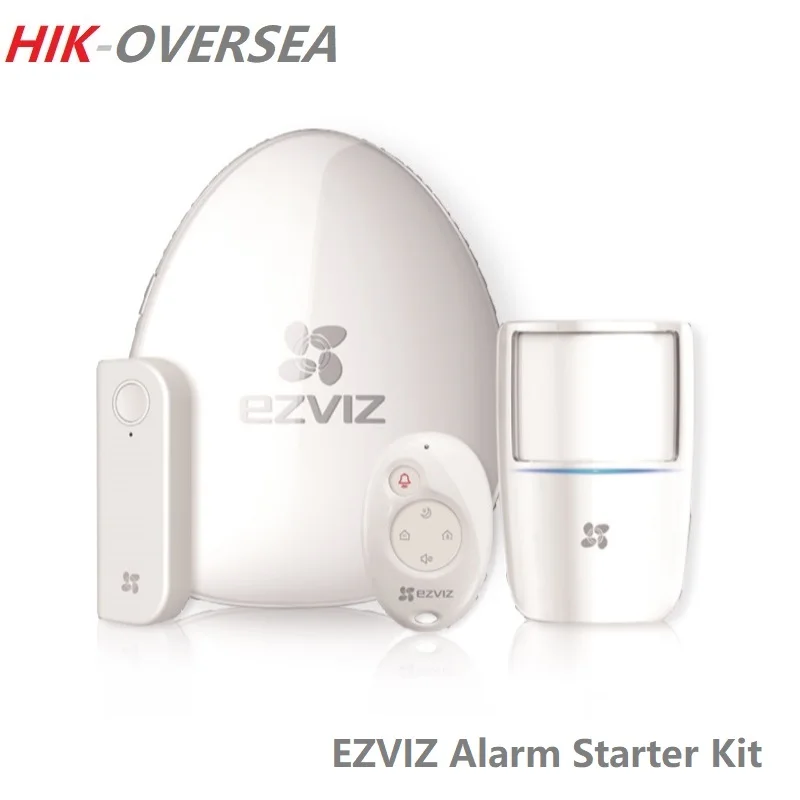 HIKVISION EZVIZ Alarm Starter Kit Internet Alarm Hub A1, PIR Detector T1 ,Remote Control K2 ,Open-Close Detector T6