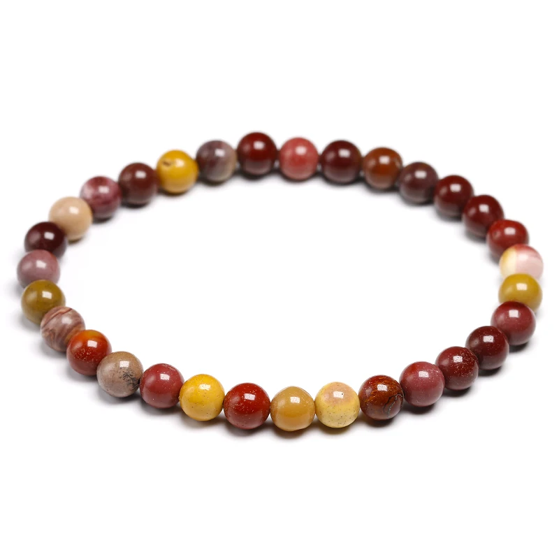 6-10mm Natural Moukaite Jasper Smooth Gem Stone Beads Bracelet for Women Men Energy Meditation Jewelry Gift