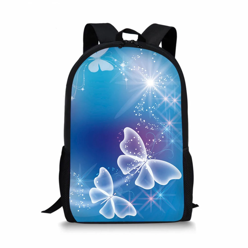 ELVISWORDS-Mochila Escolar para adolescentes y mujeres, morral Escolar suave de 16 pulgadas, con mariposas de colores