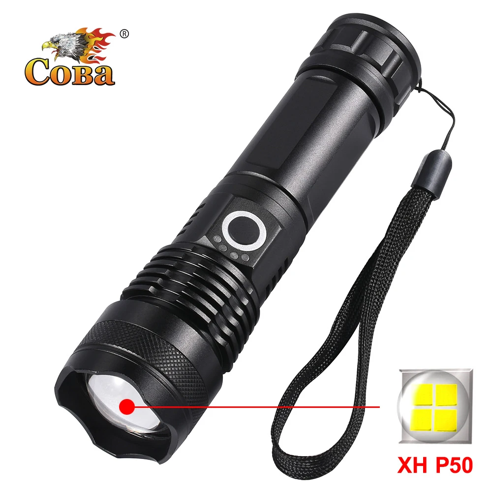 

Coba flashlight 26650 led torch XH P50 by 3 modes tactical flashlight use 3*AAA/18650/26650 battery waterproof flashlamp