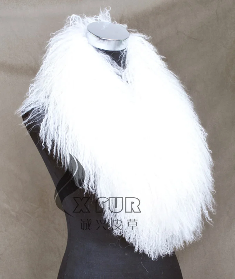 COLLAR-S11 Long Hair Fashion Garments Decaration Warmer Mongolian Lamb Real Fur Collars Scarf