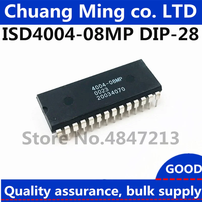 

Free Shipping 50pcs/lots ISD4004-08MP ISD4004-08MPY ISD4004 4004 DIP28 Voice chip In Stock