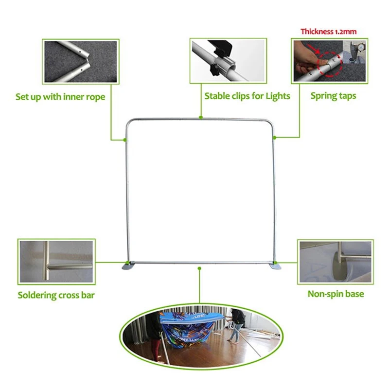 7.5ft /8ft /10ft Pillow  Style Backdrop Stand portable aluminum frame with center pole for photo booth backdrop image 2
