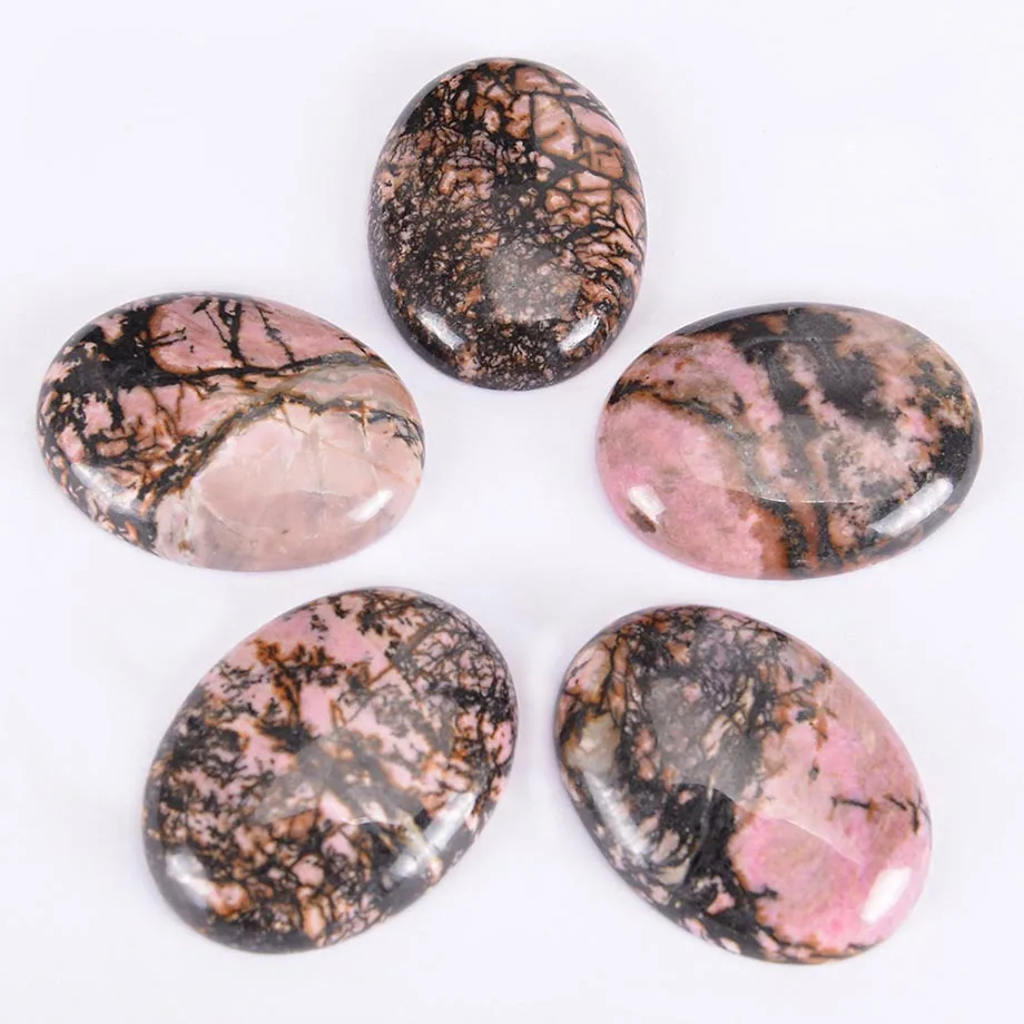 Black Line Rhodonite Loose Gem Stones Cabochon Beads Natural Stone Healing Bead Fit for Women Men DIY Handmade Jewelry J023