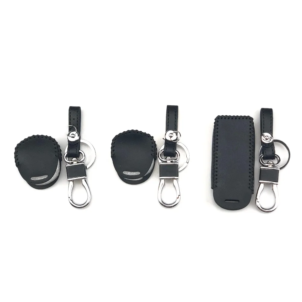 Leather Remote Key Case Shell Keychain For Mitsubishi ASX Outlander Lancer Colt Evolution Pajero Eclipse Cross Grandis Zinger