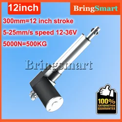 Wholesale 12-36V 300mm linear actuator 12V 12 inch 5000N 500KG Load 5-30mm/s Customized Speed mini electric 24v Tubular Motor