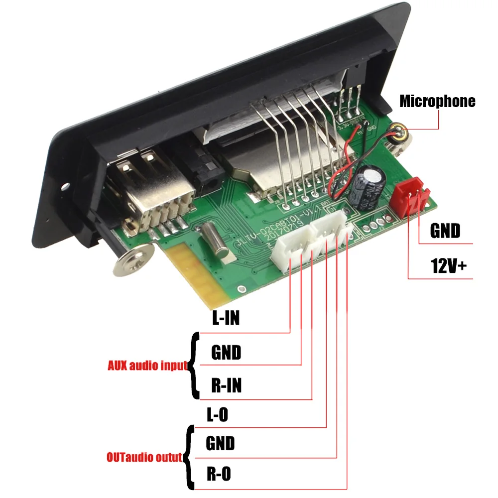 New 7~12V Car Hands-Free Call Bluetooth MP3 Decode Board with Bluetooth Module+FM+Free Shipping-10000656