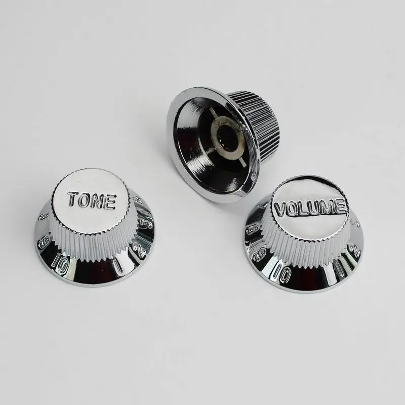 1 Set Chrome Perak Gitar Listrik Bass Nada dan Volume Kontrol Elektronik Knobs Cap 6 Mm Diameter Bagian Dalam