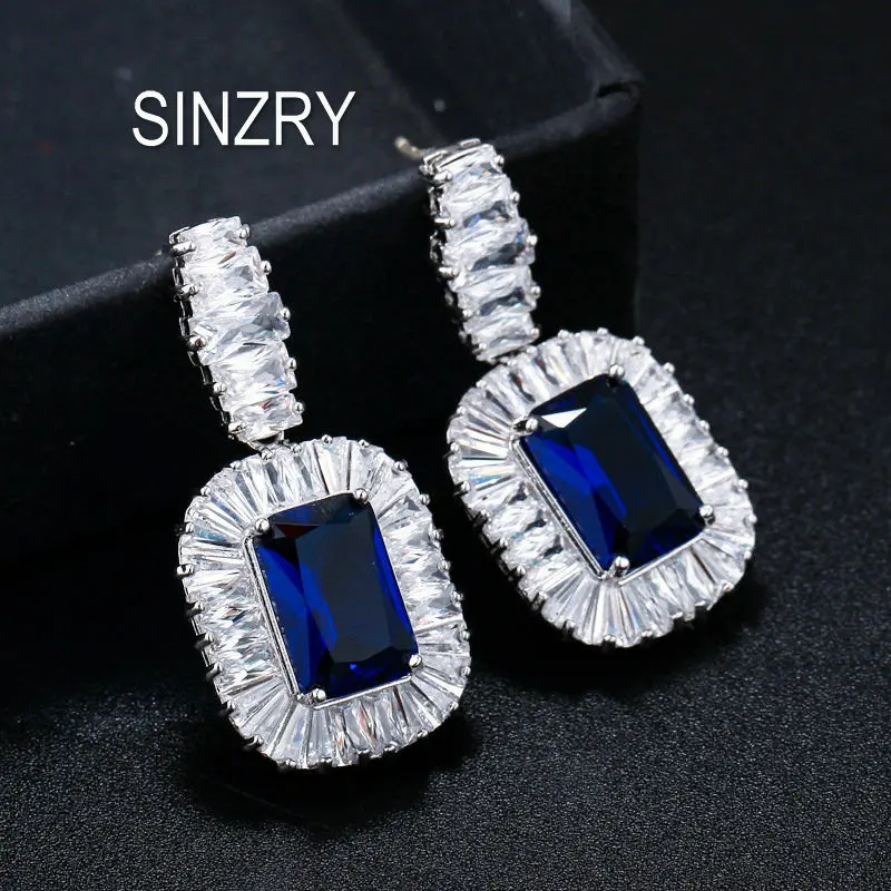 SINZRY white color luxury big zircon queen vintage bridal wedding jewelry earrings wholesale jewelry