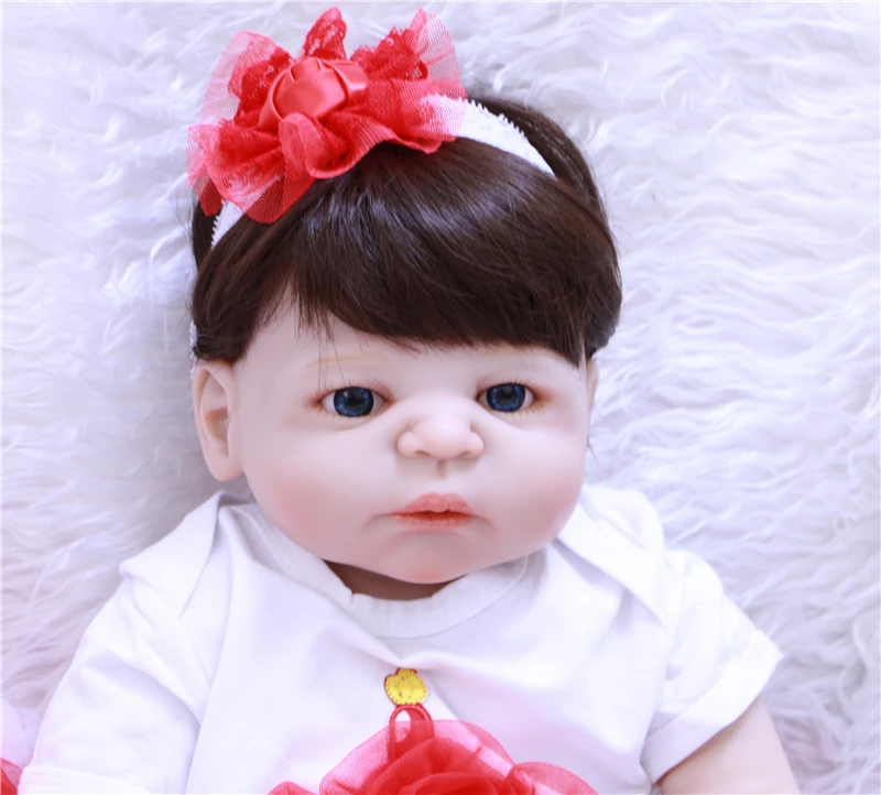 22" full silicone reborn baby girl dolls lovely bebe princess real dolls fashion children gift toys