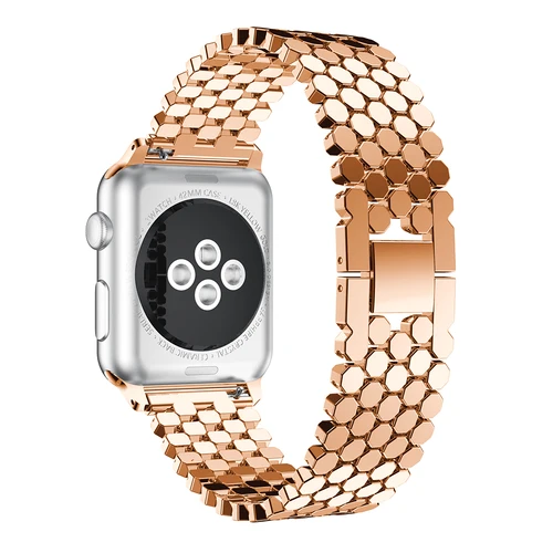 Imagen 2 del producto Correa de acero inoxidable para Apple watch, pulsera de eslabones de correa de Metal a escala de pescado de 38mm y 42mm, iWatch Series 3 4 5 se 6 40mm 44mm