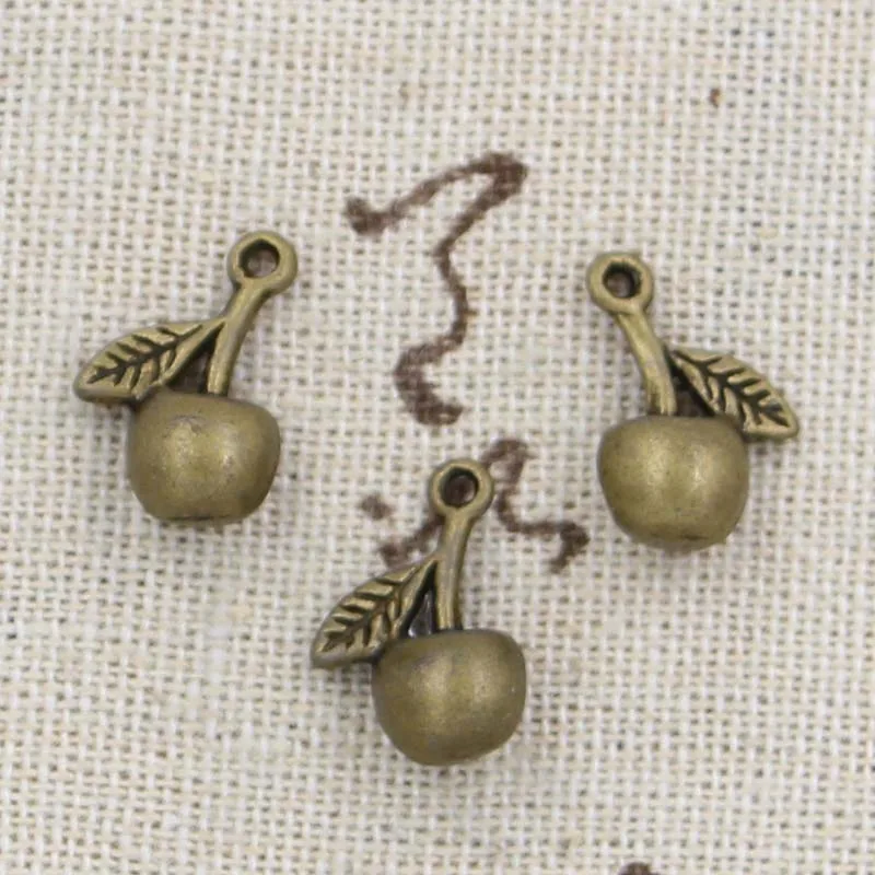 12pcs Charms Fruit Cherry 16x10mm Antique Pendant fit,Vintage Tibetan Bronze Silver Color finding,DIY For Handmade Jewelry