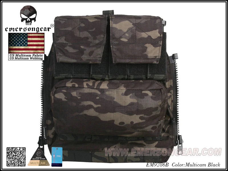 EDC-Black MC back pack by zip panel, for Avs jpc2.0 CPC tactical vest, accessory package, em9286b