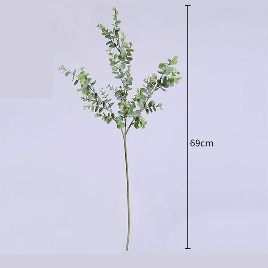 artificial plastic plants leaves tree green eucalyptus branch for garden wedding decoration faux fake foliage christmas decor