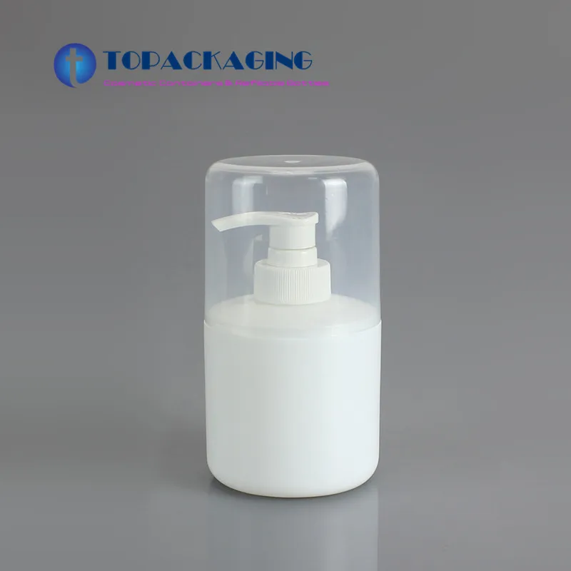 100PCS*250ML Lotion Pump Bottle White Plastic Shampoo Refillable Packing Empty Cosmetic Facial Cleanser Container Shower Gel