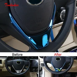 Tonlinker Interior Steering wheel Cover Stickers For TOYOTA Corolla Altis 2014-18 Car Styling 1 PCS Stainless steel Stickers