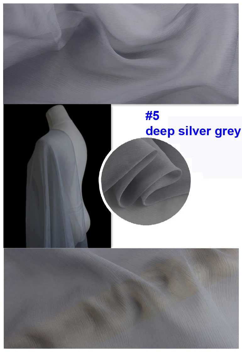 Plain Dyed Pure Mulberry Silk Scarf Textile Crinkled Silk Chiffon Crepe Fabrics