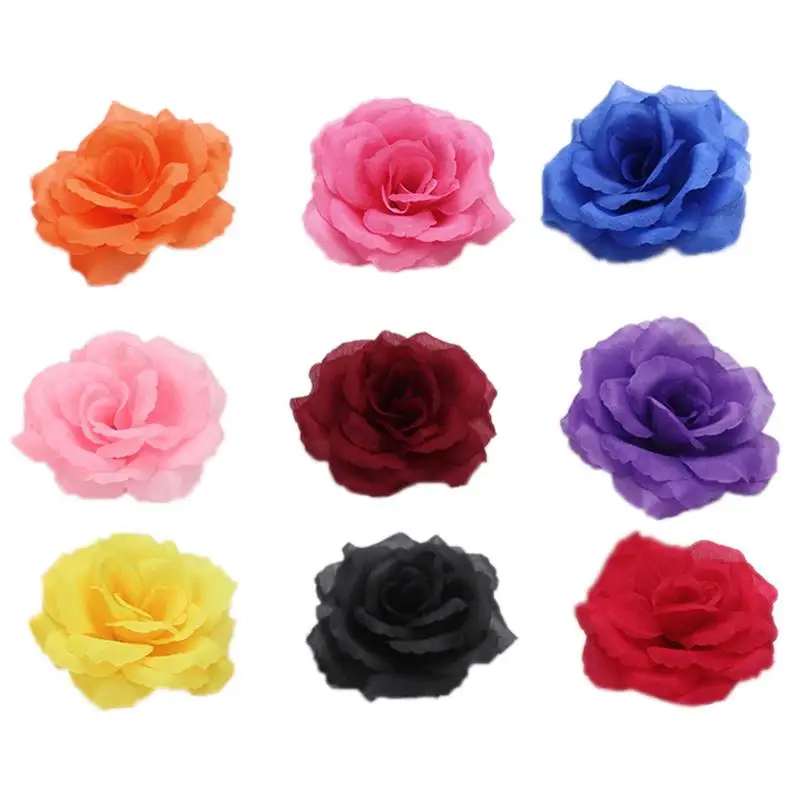 New 5PCS/set 8CM artificial High Simulation Roses Silk Flower Heads Flower Wall Flower Pillar DIY Wedding Home Festive Party