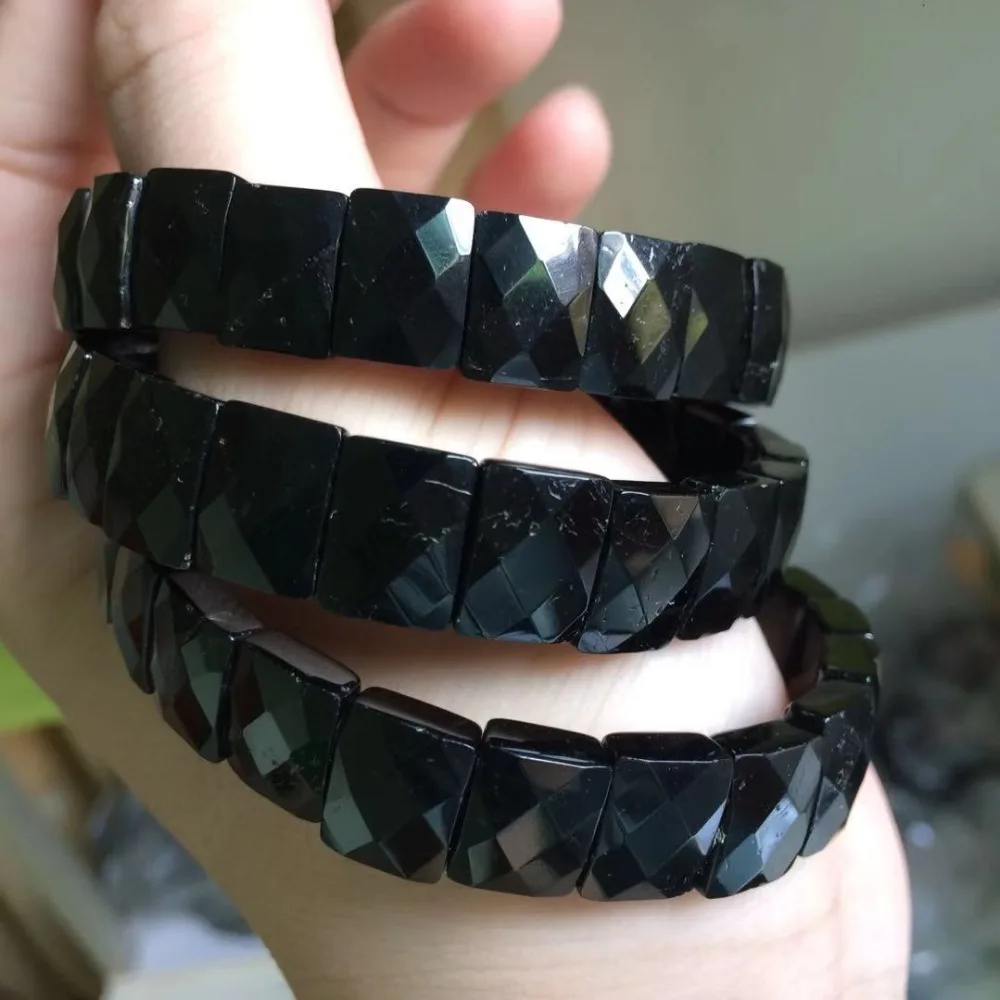 black tourmaline stone beads bracelet natural energy stone bangle fine jewelry bracelet for woman for gift wholesale !