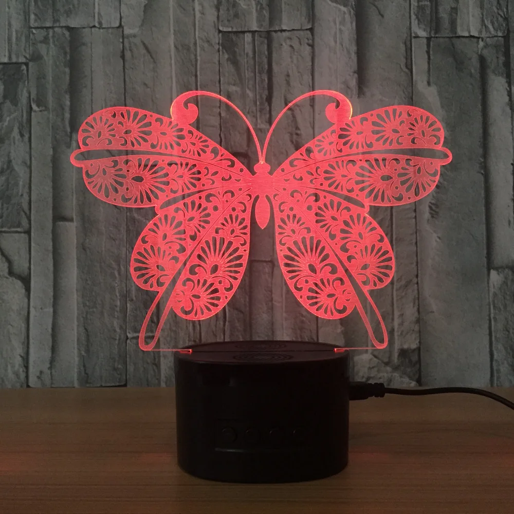 Butterfly 7 color change Led Night Light Christmas gift toys Usb Kids 3d Lamp Novelty Luminaria Led Luminaria De Mesa 3d Light