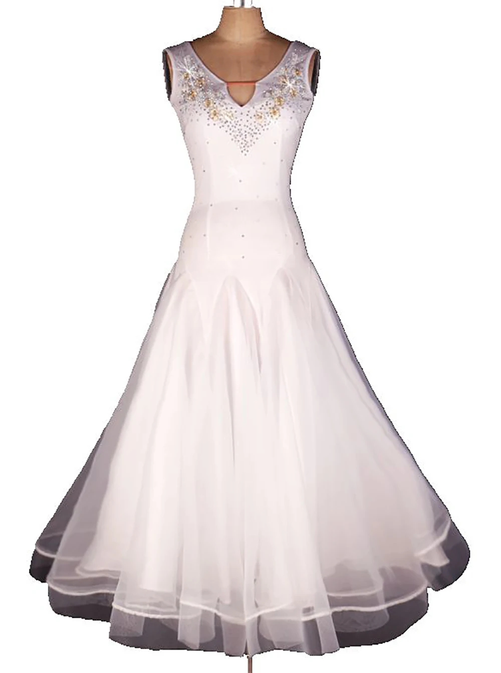 

White rhinestone Ballroom Dress Viennese standard ballroom dress ladies ballroom dress women ballroom dresses tango costumes