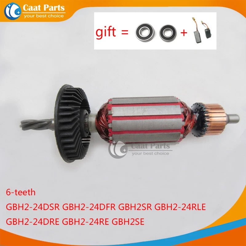 

AC220-240V 6 Teeth Drive Shaft Armature Rotor for Bosch 24 GBH2-24 GBH2-24DSR GBH2-24DFR GBH2SE GBH2-24RLE GBH2-24DRE