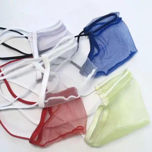 mens sexy narrow string mini pouch thong G7459 Poly Tulle net C-thru