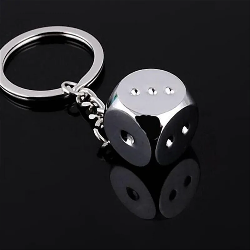 200pcs/lot Car Style Zinc Alloy Aquare Dice Keychain  Metal Key Chain Rings For Cars Key Ring Holder