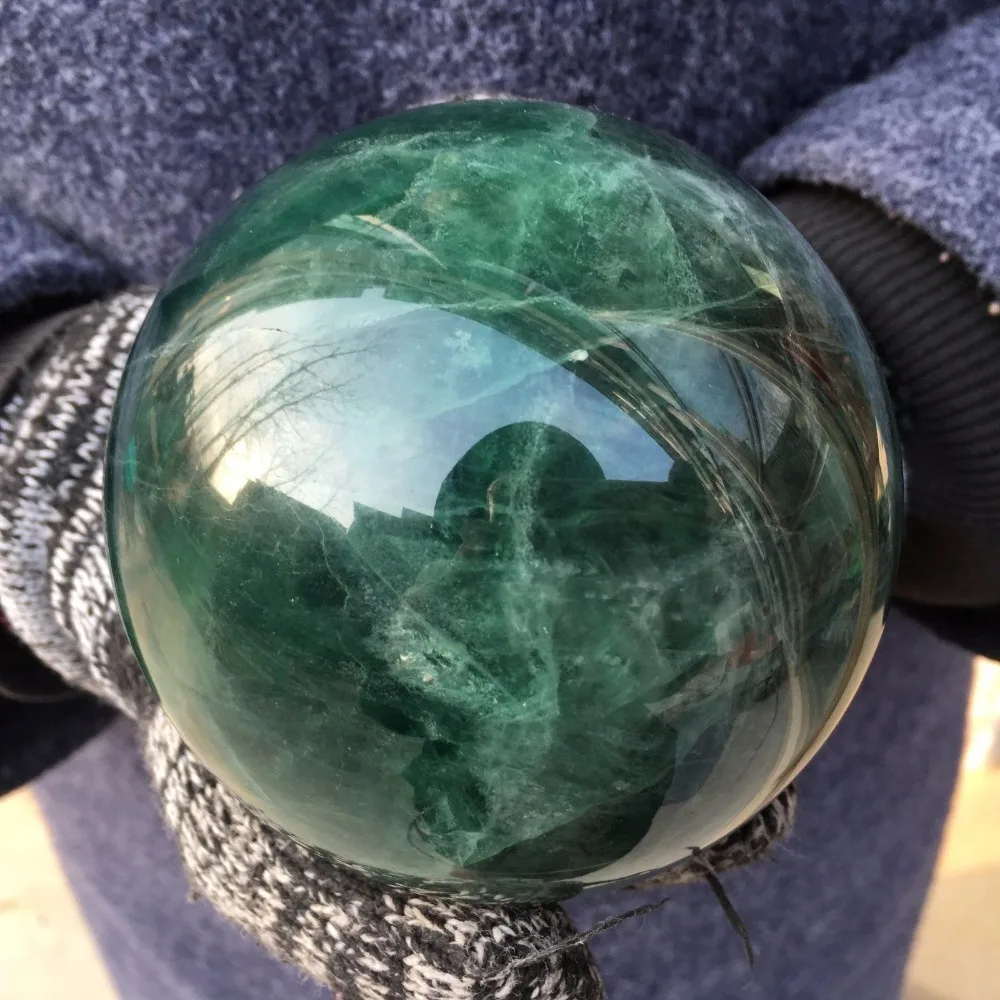 

3.56LB Natural fluorite sphere rock quartz crystal ball healing natural stones and minerals 99mm