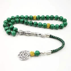 100% Natural Malachite Tasbih beads bracelets Green Malachite Grade AAAAA rosary Muslim Beaded Jewelry Yoga March 8 Jewelry gift