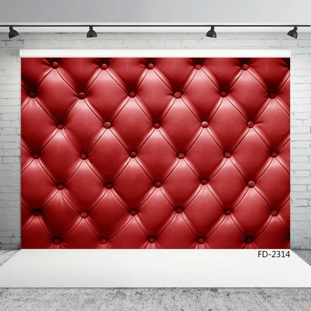 Red Tufted Bedboard Photographic Backgrounds Vinyl Backdrops Photo Studio for Children Baby Photobooth  Background for Camera