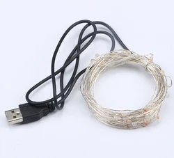 50 100 led fio de cobre fada luz da corda natal usb 5m 10m led fio prateado luz de fadas guirlanda para a decoração do aniversário do casamento