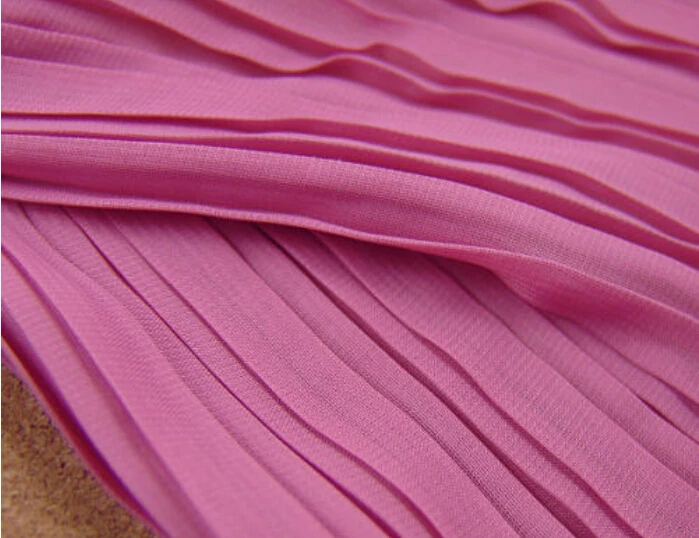 

2 meters 150cm 59" width cherry red crumple accordion pleated chiffon fabric wedding dress skirt cloth materials MM115