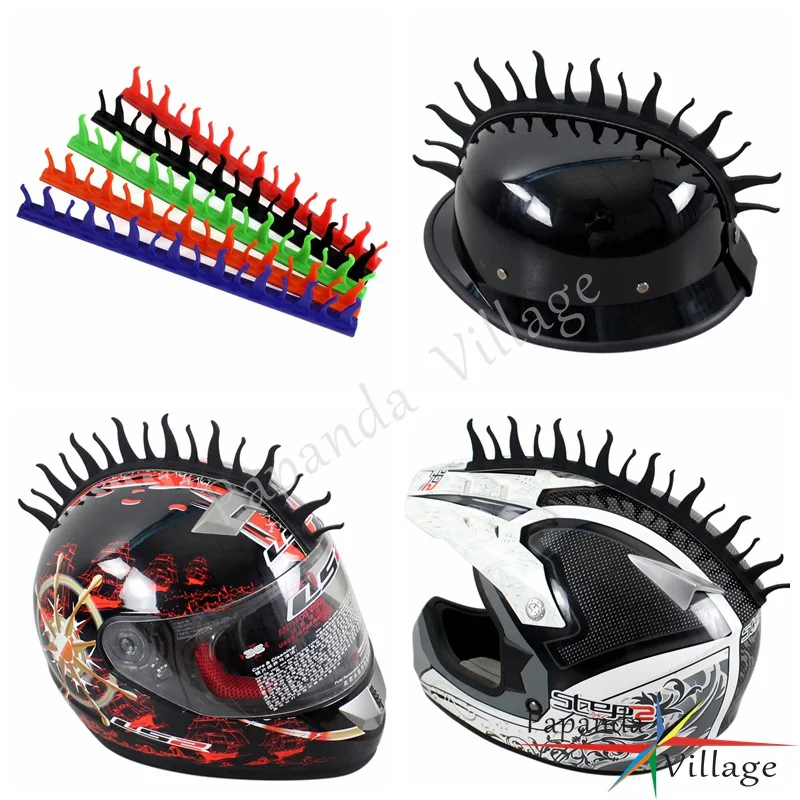 5 Style Papanda Red Orange Black Blue Green Dirt Biker Helmets Mohawks Sticker Spikes Motorbike Rubber Stick Capacete Decoration