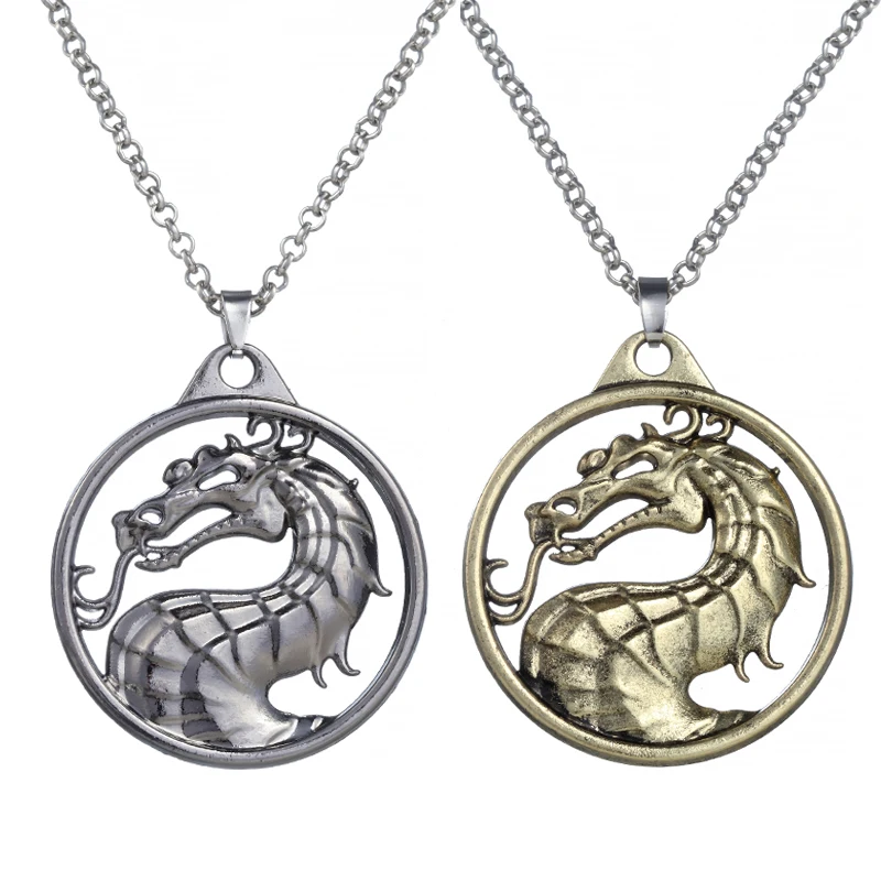 Fashion Vintage Charm Game Mortal Kombat Keychain Dragon Totem Alloy Keyring Holder Gift for Men Car Key Accessories