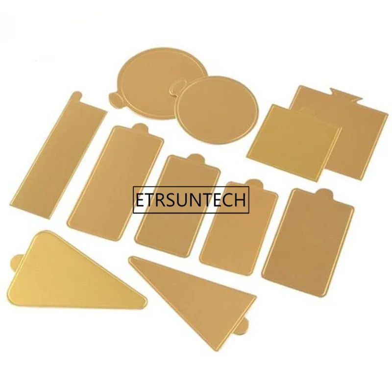 Multi Shapes Available Gold Mousse Cake Cardboard Base Pad Cupcake Dessert Cake Paper Tray Holder