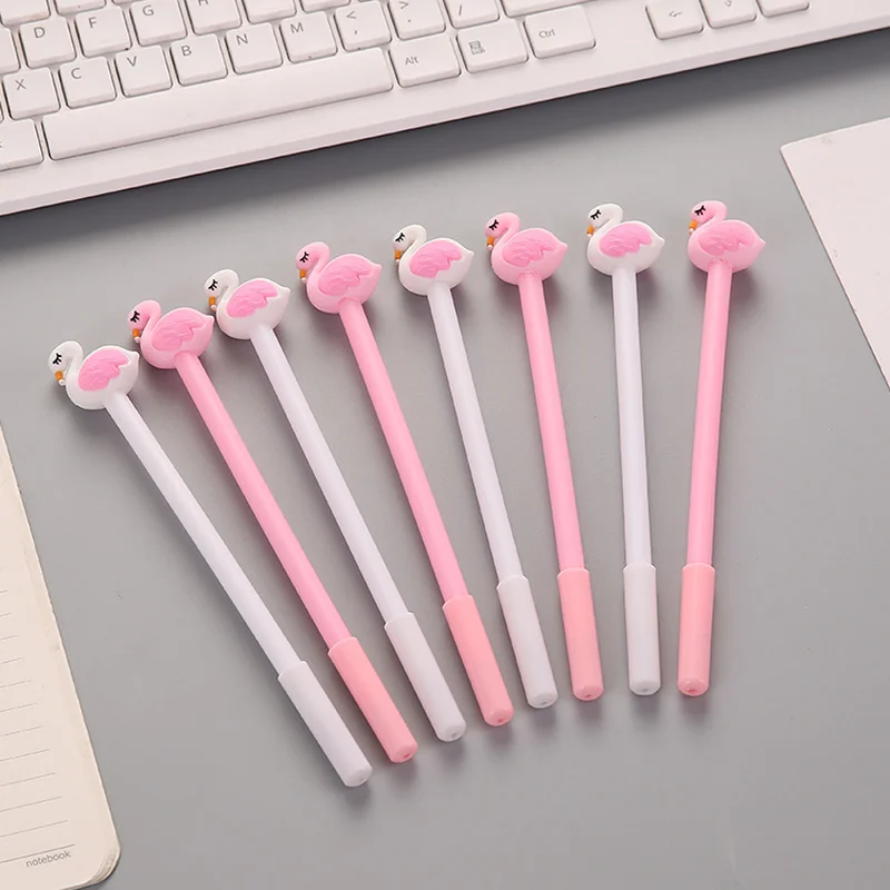 

40pcs soft silicon cartoon flamingos neutral pen, black signature pen, water fountain pen, student stationery