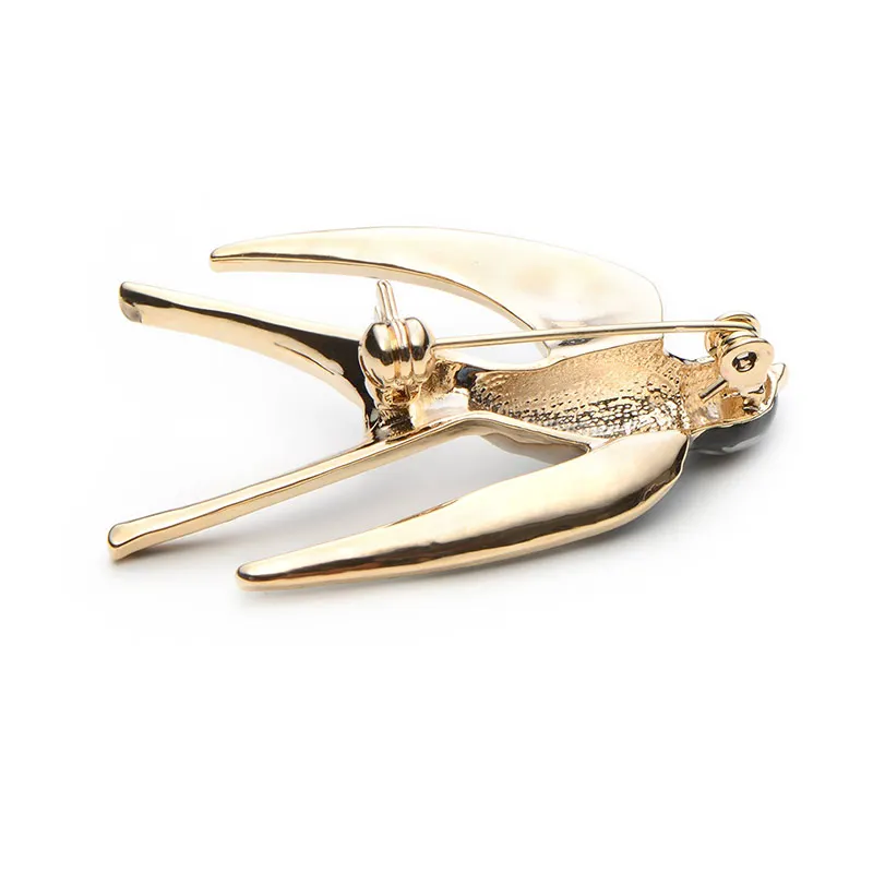 Wuli&Baby Classic Alloy Enamel Swallow Brooch Pins Metal Scarf Pins Christmas Gift Banquet Weddings Accessories