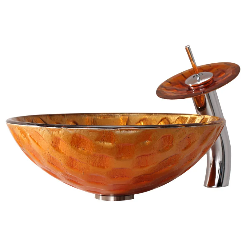 Tempered Glass Washbasin Bathroom Basin Circular Washbasin Sanitary Ware round glass sink bowls bathroom