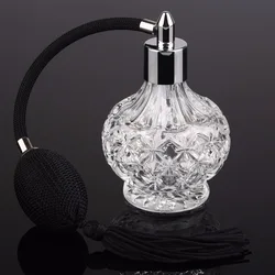 Vintage Crystal Perfume Bottle 80ml Black Long Bulb Spray Atomizer Lady Women Gift Refill Perfume Empty Bottles Travel Wholesale