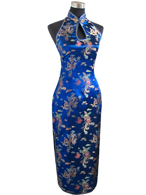 Le donne vestono le donne nuovo arrivo vestito stile cinese Dragon Phoenix Backless Costume lungo Cheongsam abito da sera Qipao