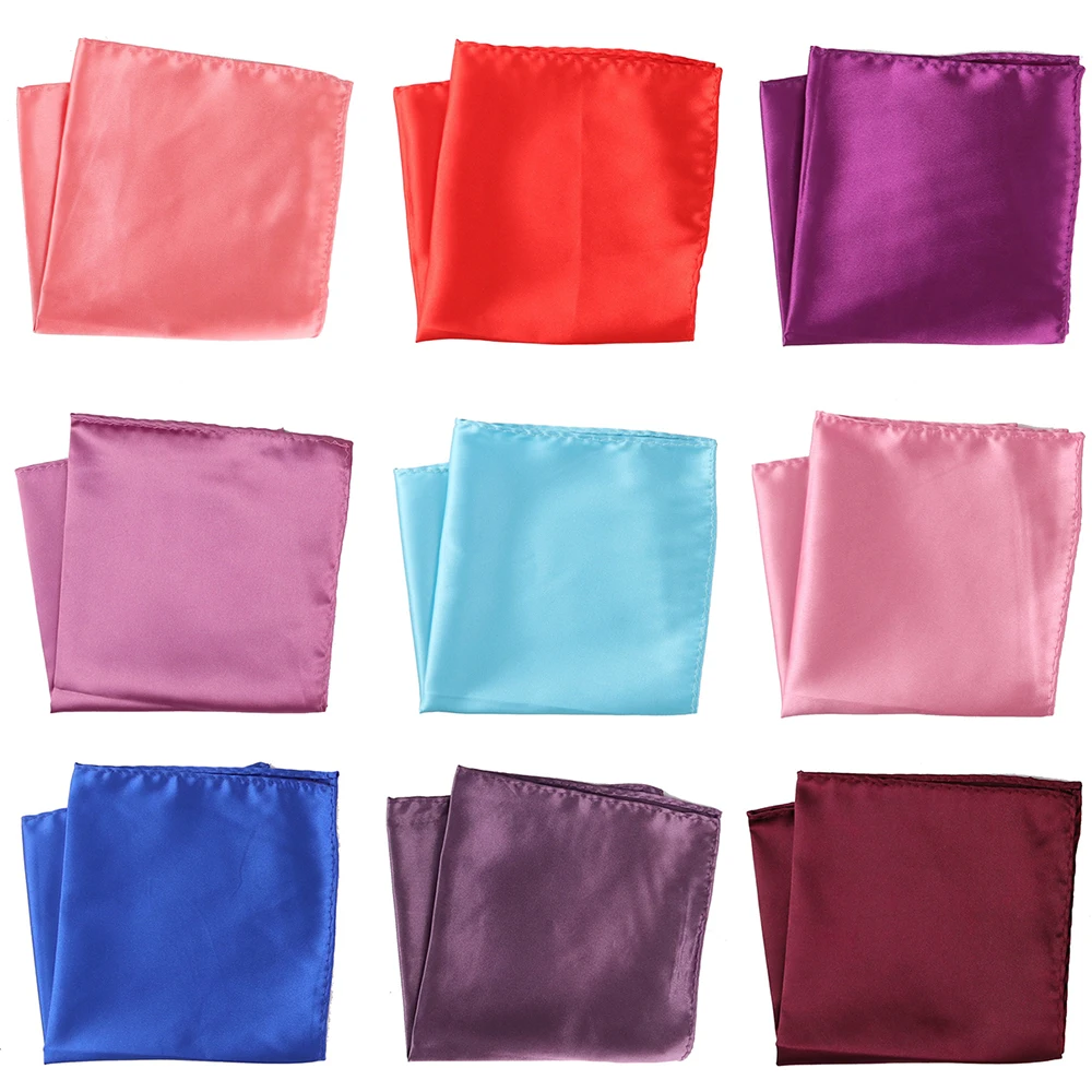 Tailor Smith 30x30cm Solid Colors Hankerchief Pocket Squares 31Colors Luxury Mens Silk Touch Soft Hankies Chest Towel