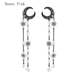 Chunky Alloy Stars Statement Studs Earrings For Women Vintage Charms Tassel Pendant Post Earrings Fashion Jewelry Pendientes