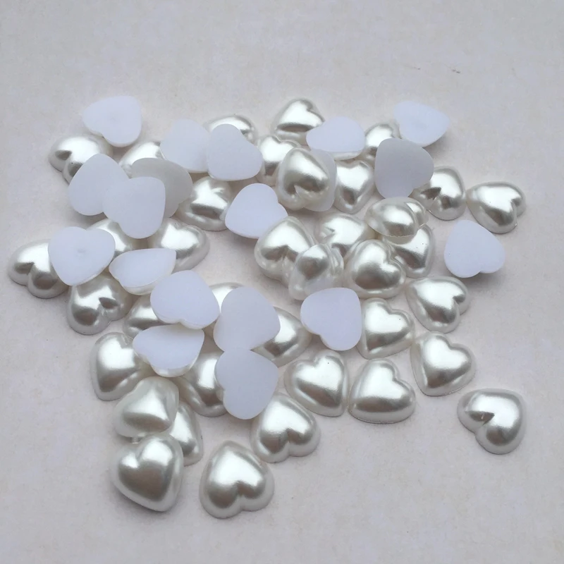 DIY 12mm 60PCS/lot  white Half heart pearl  Nail art decals Jewelry wedding decoration