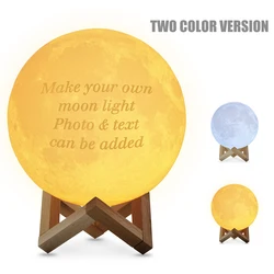 Drop Shipping Photo Customized Moon Lamp 3D Printing Moon Night Light USB Rechargeable Personality Gift with Your Text & Photo