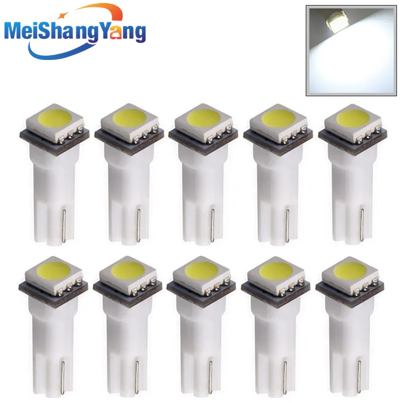 

10pcs T5 74 white 1 SMD 5050 LED Wedge panel lamp LED light bulbs Car interior lights light source car parking 12V